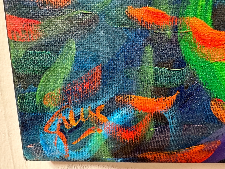 Gerrit Greve (1948-2024, Cardiff by the Sea, CA) Original Acrylic Painting On Canvas Titled 'Underwater Series - Underwater Message' 1999 Signed Verso 36 X 36 Estimate $1,300 - $1,600 [Photo 7]