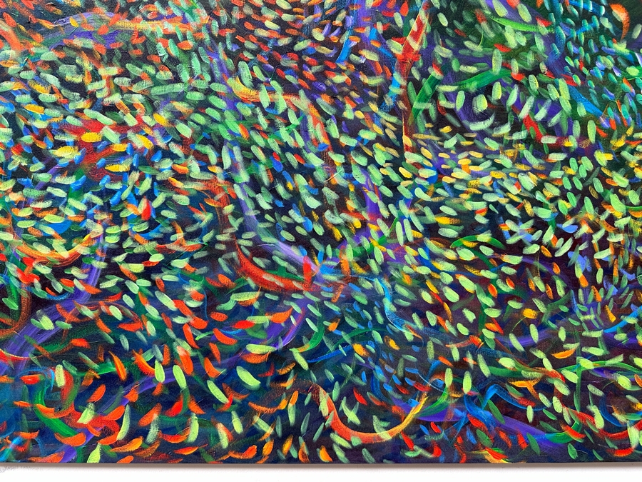 Gerrit Greve (1948-2024, Cardiff by the Sea, CA) Original Acrylic Painting On Canvas Titled 'Underwater Series - Underwater Message' 1999 Signed Verso 36 X 36 Estimate $1,300 - $1,600 [Photo 2]