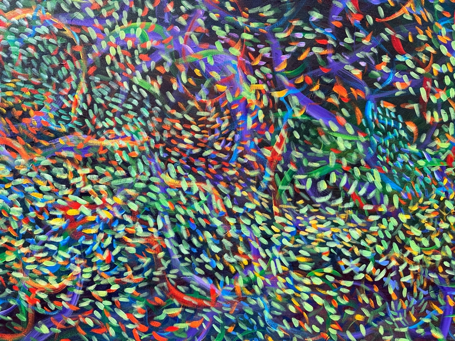 Gerrit Greve (1948-2024, Cardiff by the Sea, CA) Original Acrylic Painting On Canvas Titled 'Underwater Series - Underwater Message' 1999 Signed Verso 36 X 36 Estimate $1,300 - $1,600 [Photo 3]