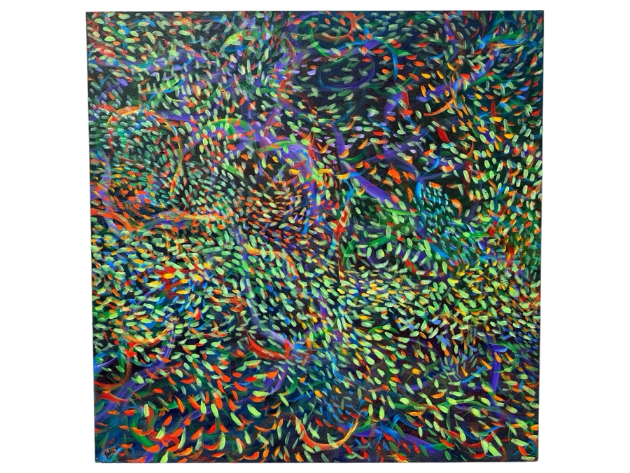 Gerrit Greve (1948-2024, Cardiff by the Sea, CA) Original Acrylic Painting On Canvas Titled 'Underwater Series - Underwater Message' 1999 Signed Verso 36 X 36 Estimate $1,300 - $1,600