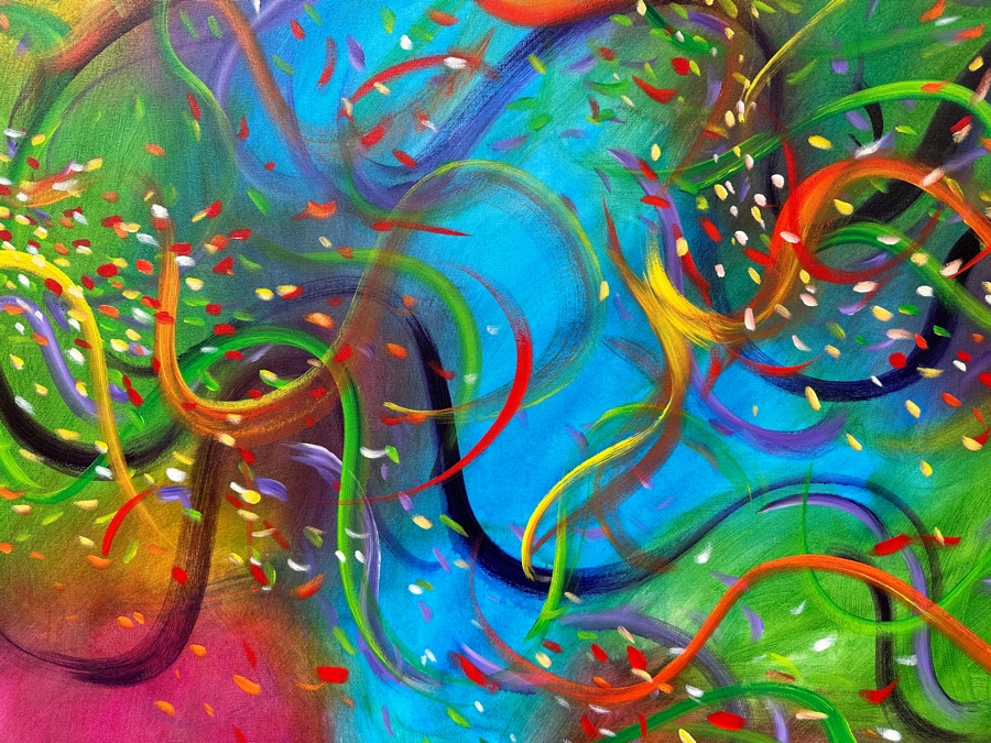 Gerrit Greve (1948-2024, Cardiff by the Sea, CA) Original Acrylic Painting On Canvas Titled 'Underwater Series - Greeting August' 2001 Signed Verso 36 X 36 Estimate $1,300 - $1,600 [Photo 2]