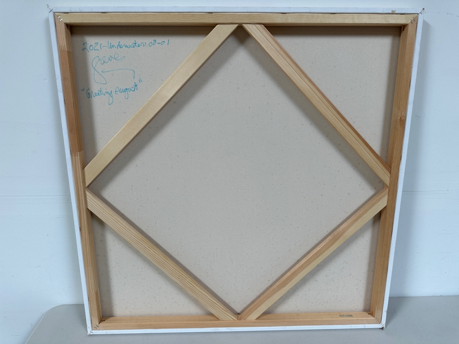 Gerrit Greve (1948-2024, Cardiff by the Sea, CA) Original Acrylic Painting On Canvas Titled 'Underwater Series - Greeting August' 2001 Signed Verso 36 X 36 Estimate $1,300 - $1,600 [Photo 5]