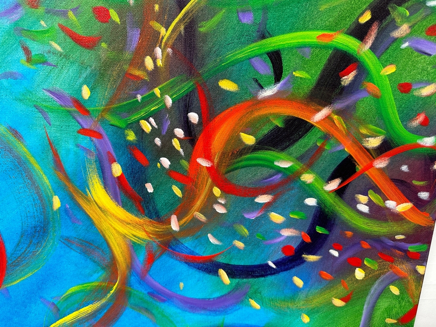 Gerrit Greve (1948-2024, Cardiff by the Sea, CA) Original Acrylic Painting On Canvas Titled 'Underwater Series - Greeting August' 2001 Signed Verso 36 X 36 Estimate $1,300 - $1,600 [Photo 3]