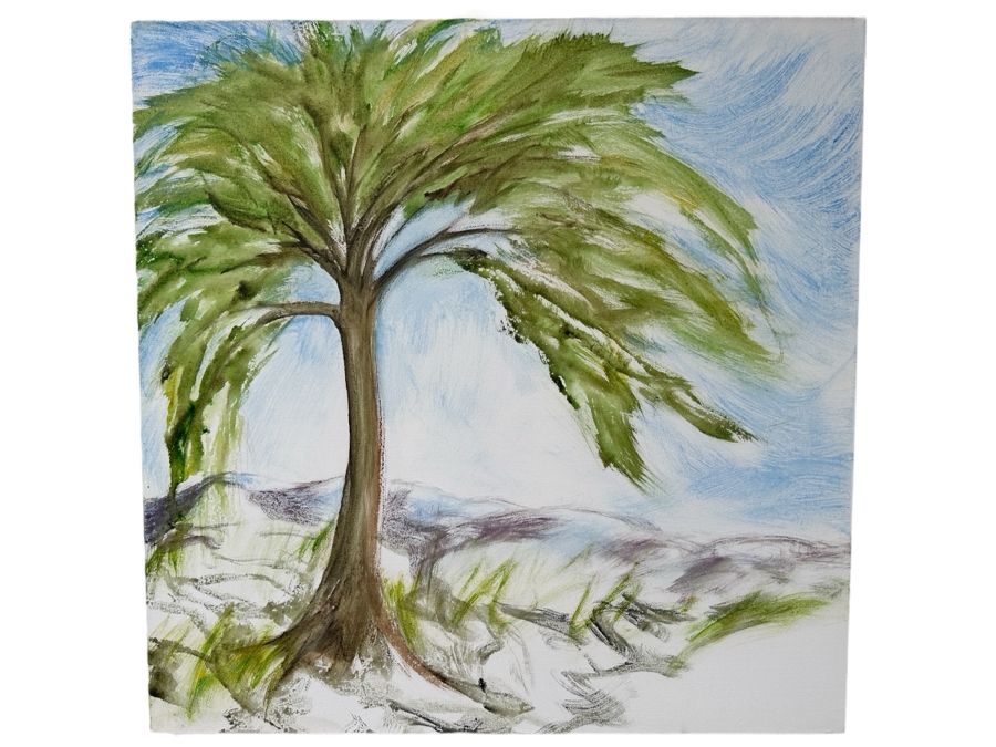 Gerrit Greve (1948-2024, Cardiff by the Sea, CA) Original Acrylic Painting On Canvas Titled 'Tree Series - Solo Tree' 2001 Signed Verso 36 X 36 Estimate $1,300 - $1,600