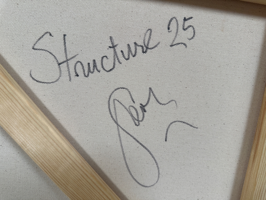 Gerrit Greve (1948-2024, Cardiff by the Sea, CA) Original Acrylic Painting On Canvas Titled 'Modernist Abstract - Structure 25'  Signed Verso 36 X 36 Estimate $1,300 - $1,600 [Photo 6]