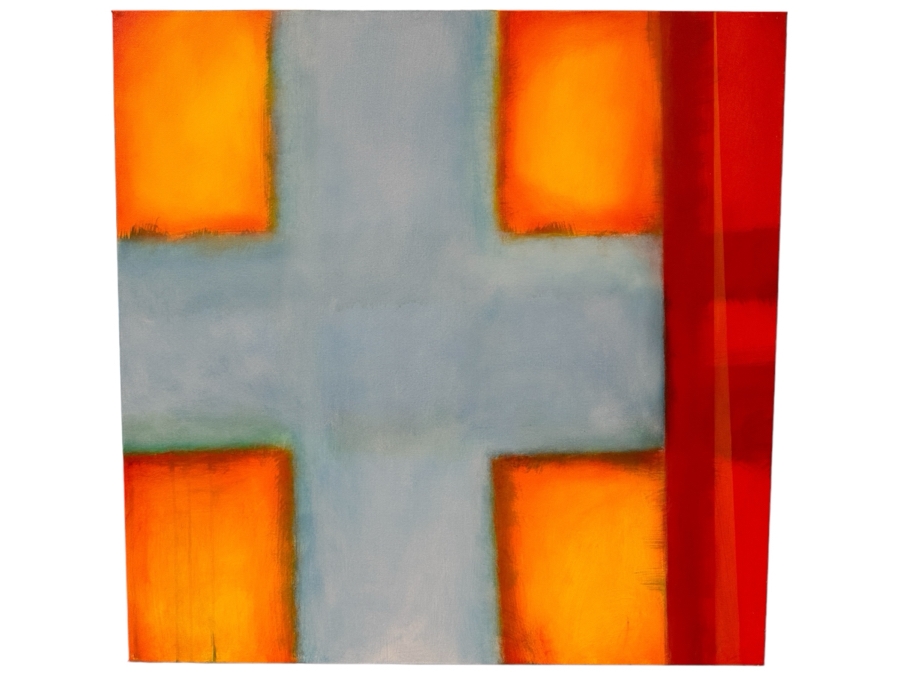 Gerrit Greve (1948-2024, Cardiff by the Sea, CA) Original Acrylic Painting On Canvas Titled 'Modernist Abstract - Structure 25'  Signed Verso 36 X 36 Estimate $1,300 - $1,600