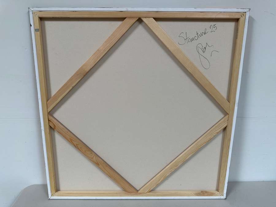 Gerrit Greve (1948-2024, Cardiff by the Sea, CA) Original Acrylic Painting On Canvas Titled 'Modernist Abstract - Structure 25'  Signed Verso 36 X 36 Estimate $1,300 - $1,600 [Photo 5]