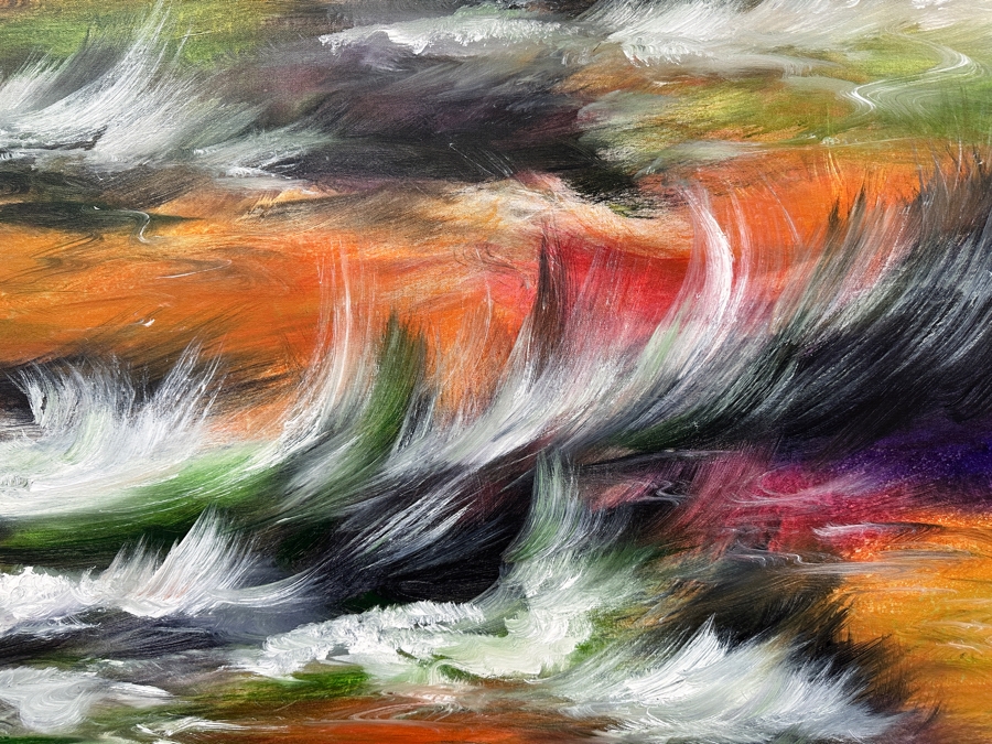 Gerrit Greve (1948-2024, Cardiff by the Sea, CA) Original Acrylic Painting On Canvas Titled 'Fall Ocean' 2003 Signed Verso 36 X 36 Estimate $1,300 - $1,600 [Photo 3]