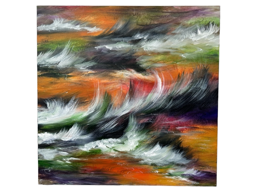 Gerrit Greve (1948-2024, Cardiff by the Sea, CA) Original Acrylic Painting On Canvas Titled 'Fall Ocean' 2003 Signed Verso 36 X 36 Estimate $1,300 - $1,600