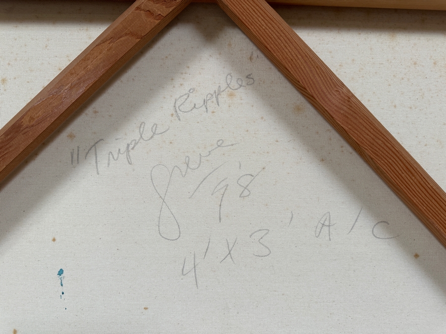 Gerrit Greve (1948-2024, Cardiff by the Sea, CA) Original Acrylic Painting On Canvas Titled 'Triple Ripples' 1998 Signed Verso 36 X 48 Estimate $1,700 - $2,200 [Photo 3]