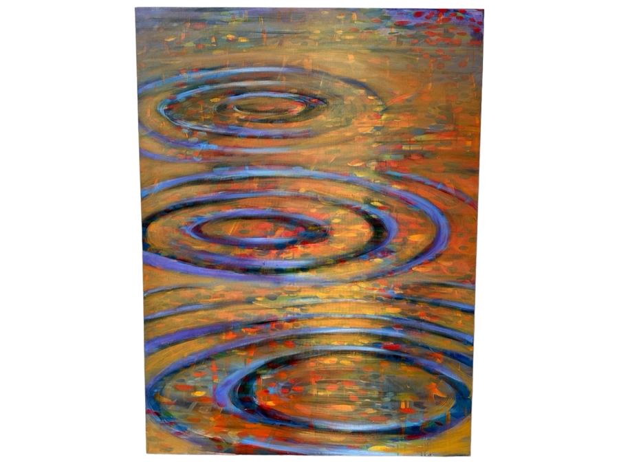 Gerrit Greve (1948-2024, Cardiff by the Sea, CA) Original Acrylic Painting On Canvas Titled 'Triple Ripples' 1998 Signed Verso 36 X 48 Estimate $1,700 - $2,200