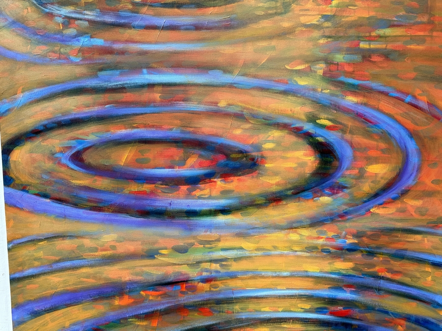 Gerrit Greve (1948-2024, Cardiff by the Sea, CA) Original Acrylic Painting On Canvas Titled 'Triple Ripples' 1998 Signed Verso 36 X 48 Estimate $1,700 - $2,200 [Photo 9]