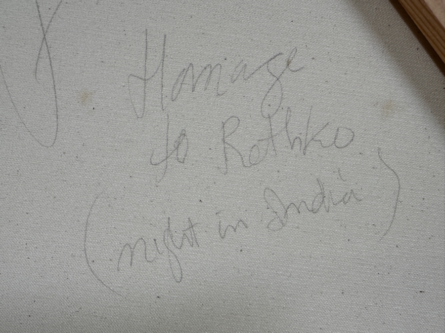 Gerrit Greve (1948-2024, Cardiff by the Sea, CA) Original Acrylic Painting On Canvas Titled 'Homage to Rothko - Night in India 60'  Signed Verso 36 X 48 Estimate $1,700 - $2,200 [Photo 7]