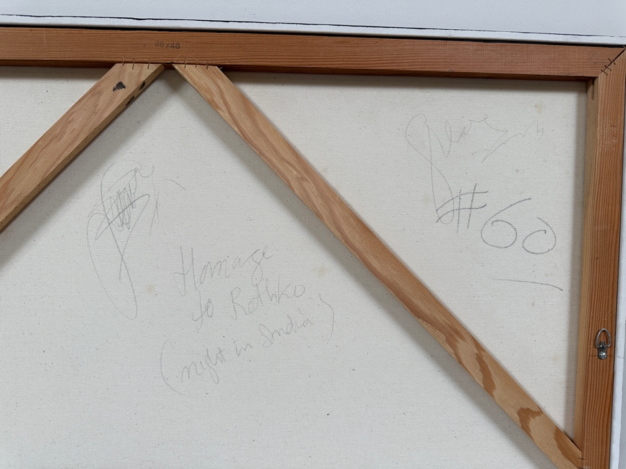 Gerrit Greve (1948-2024, Cardiff by the Sea, CA) Original Acrylic Painting On Canvas Titled 'Homage to Rothko - Night in India 60'  Signed Verso 36 X 48 Estimate $1,700 - $2,200 [Photo 6]