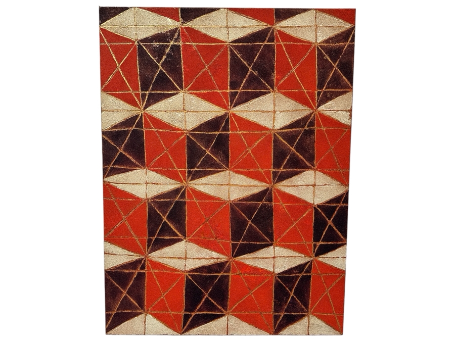 Gerrit Greve (1948-2024, Cardiff by the Sea, CA) Original Acrylic And Sand Painting On Canvas Titled 'Geometric Sand Painting' 2010 Signed Verso 36 X 48 Estimate $1,700 - $2,200 [Photo 1]