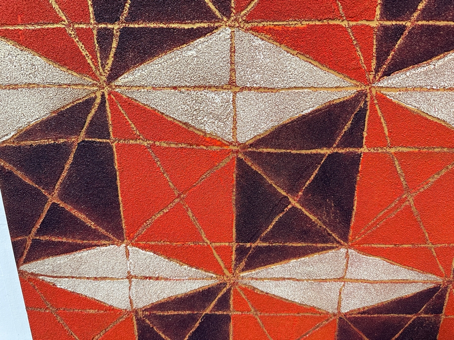 Gerrit Greve (1948-2024, Cardiff by the Sea, CA) Original Acrylic And Sand Painting On Canvas Titled 'Geometric Sand Painting' 2010 Signed Verso 36 X 48 Estimate $1,700 - $2,200 [Photo 2]