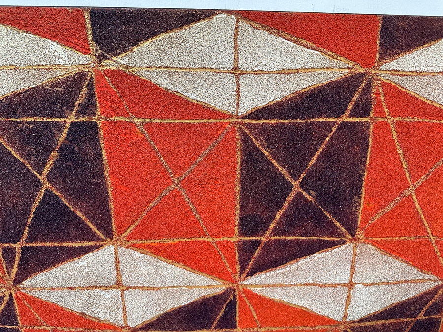 Gerrit Greve (1948-2024, Cardiff by the Sea, CA) Original Acrylic And Sand Painting On Canvas Titled 'Geometric Sand Painting' 2010 Signed Verso 36 X 48 Estimate $1,700 - $2,200 [Photo 3]