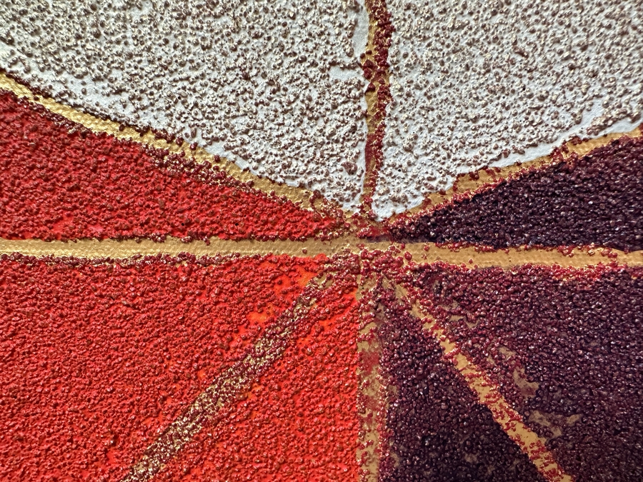 Gerrit Greve (1948-2024, Cardiff by the Sea, CA) Original Acrylic And Sand Painting On Canvas Titled 'Geometric Sand Painting' 2010 Signed Verso 36 X 48 Estimate $1,700 - $2,200 [Photo 4]