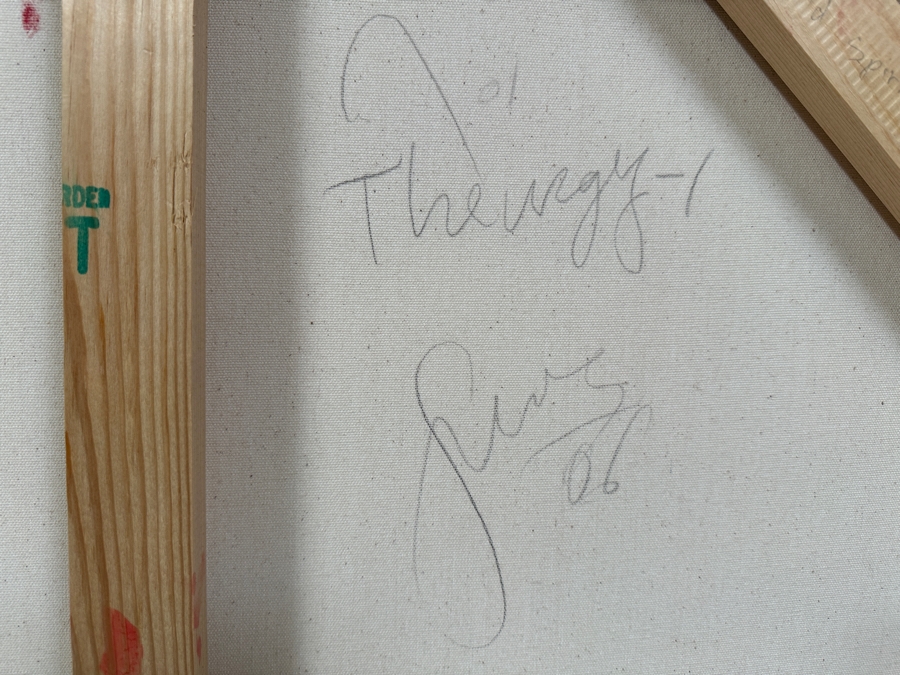 TBDGerrit Greve (1948-2024, Cardiff by the Sea, CA) Original Acrylic And Sand Painting On Canvas Titled 'Abstract Sand Painting - Theurgy - 1' 2001 Signed Verso 36 X 48 Estimate $1,700 - $2,200 [Photo 8]