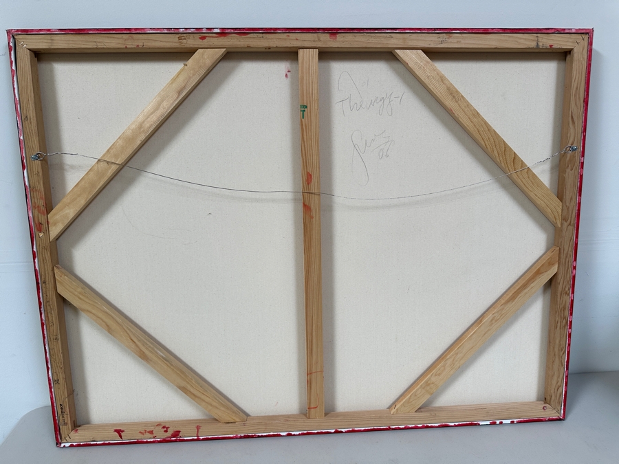 TBDGerrit Greve (1948-2024, Cardiff by the Sea, CA) Original Acrylic And Sand Painting On Canvas Titled 'Abstract Sand Painting - Theurgy - 1' 2001 Signed Verso 36 X 48 Estimate $1,700 - $2,200 [Photo 6]