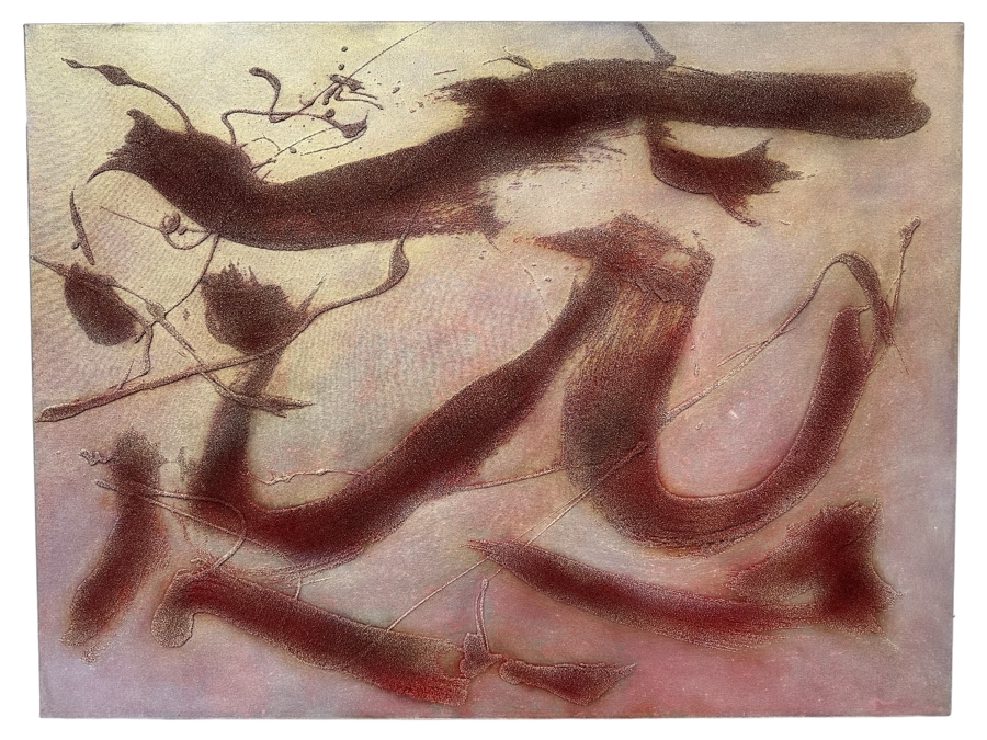 TBDGerrit Greve (1948-2024, Cardiff by the Sea, CA) Original Acrylic And Sand Painting On Canvas Titled 'Abstract Sand Painting - Theurgy - 1' 2001 Signed Verso 36 X 48 Estimate $1,700 - $2,200 [Photo 1]