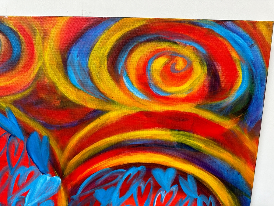 Gerrit Greve (1948-2024, Cardiff by the Sea, CA) Original Acrylic Painting On Canvas Titled 'Circus Heart' 2004 Signed Bottom Left and Verso 36 X 48 Estimate $1,700 - $2,200 [Photo 4]