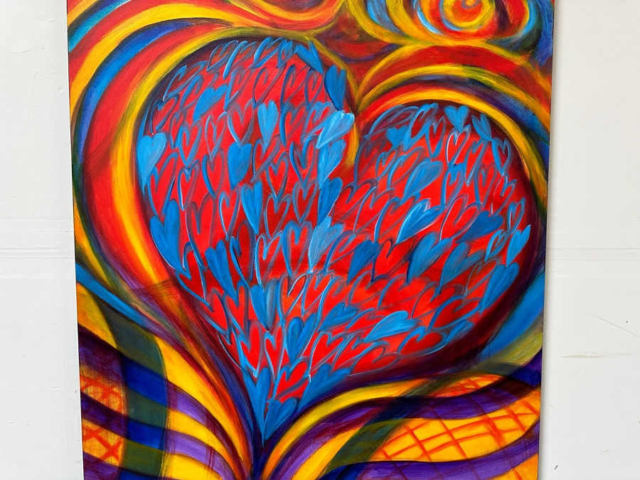 Gerrit Greve (1948-2024, Cardiff by the Sea, CA) Original Acrylic Painting On Canvas Titled 'Circus Heart' 2004 Signed Bottom Left and Verso 36 X 48 Estimate $1,700 - $2,200 [Photo 2]