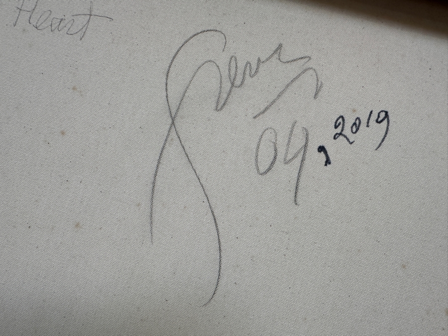 Gerrit Greve (1948-2024, Cardiff by the Sea, CA) Original Acrylic Painting On Canvas Titled 'Circus Heart' 2004 Signed Bottom Left and Verso 36 X 48 Estimate $1,700 - $2,200 [Photo 9]