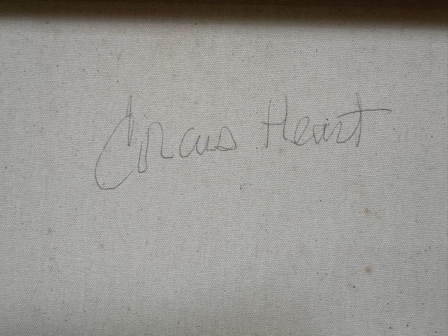 Gerrit Greve (1948-2024, Cardiff by the Sea, CA) Original Acrylic Painting On Canvas Titled 'Circus Heart' 2004 Signed Bottom Left and Verso 36 X 48 Estimate $1,700 - $2,200 [Photo 8]