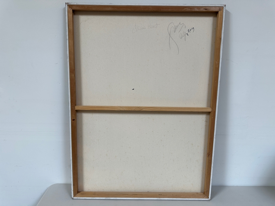 Gerrit Greve (1948-2024, Cardiff by the Sea, CA) Original Acrylic Painting On Canvas Titled 'Circus Heart' 2004 Signed Bottom Left and Verso 36 X 48 Estimate $1,700 - $2,200 [Photo 6]