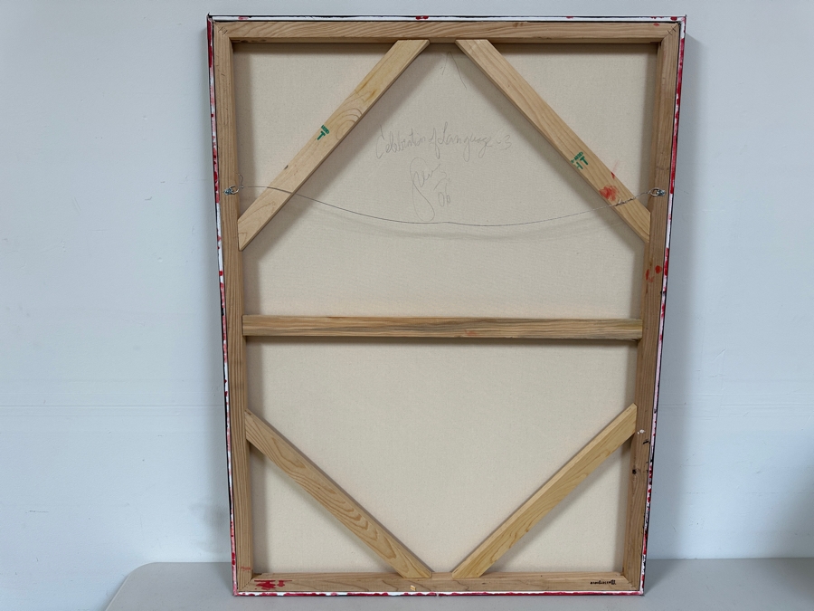 Gerrit Greve (1948-2024, Cardiff by the Sea, CA) Original Acrylic Painting On Canvas Titled 'Celebration of Language 03' 2006 Signed Verso 36 X 48 Estimate $1,700 - $2,200 [Photo 6]