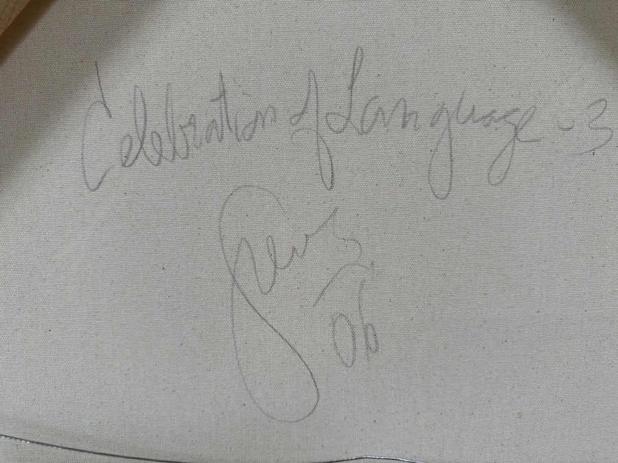 Gerrit Greve (1948-2024, Cardiff by the Sea, CA) Original Acrylic Painting On Canvas Titled 'Celebration of Language 03' 2006 Signed Verso 36 X 48 Estimate $1,700 - $2,200 [Photo 7]