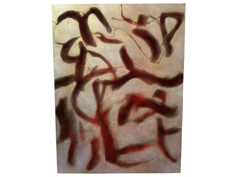 Gerrit Greve (1948-2024, Cardiff by the Sea, CA) Original Acrylic Painting On Canvas Titled 'Celebration of Language 03' 2006 Signed Verso 36 X 48 Estimate $1,700 - $2,200 [Photo 1]