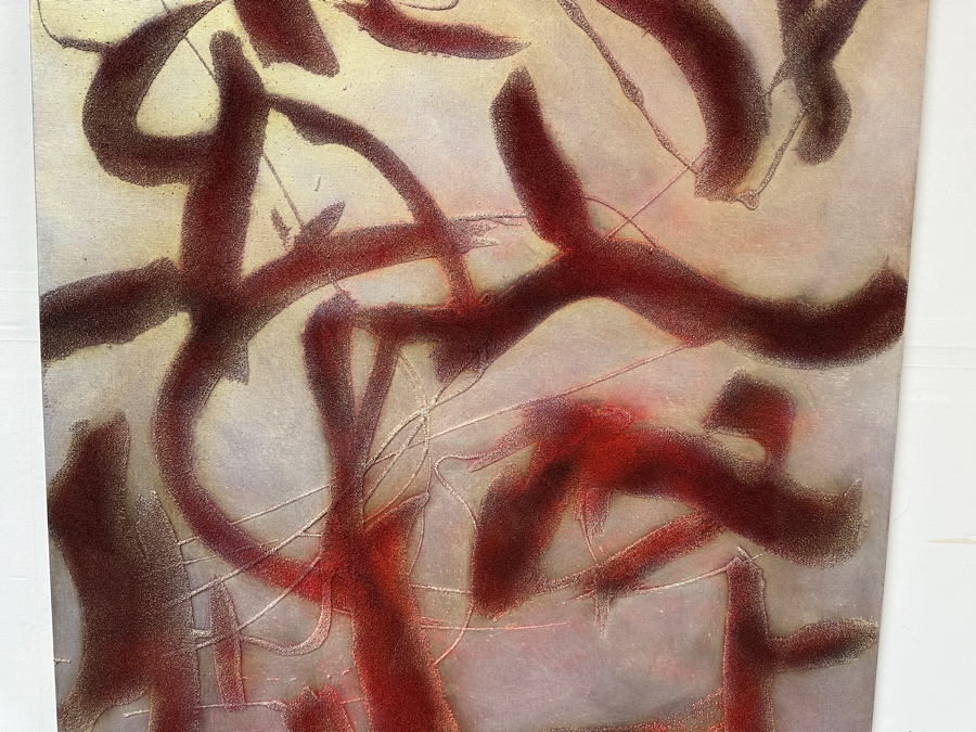 Gerrit Greve (1948-2024, Cardiff by the Sea, CA) Original Acrylic Painting On Canvas Titled 'Celebration of Language 03' 2006 Signed Verso 36 X 48 Estimate $1,700 - $2,200 [Photo 3]