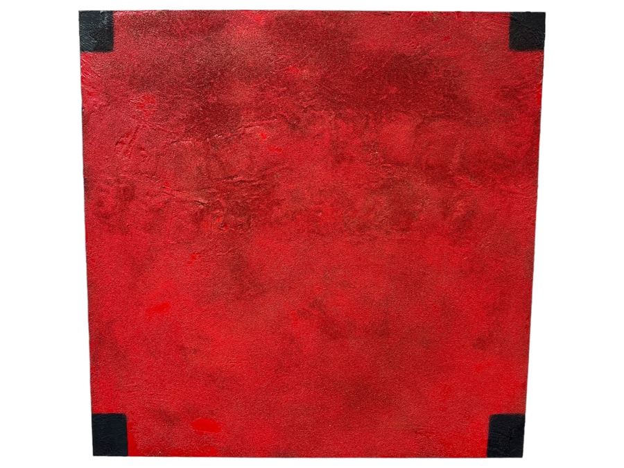 Gerrit Greve (1948-2024, Cardiff by the Sea, CA) Original Acrylic Painting On Canvas Titled 'Red Cross Deus' 1992 Signed Verso 40 X 40 Estimate $1,600 - $2,000 [Photo 1]