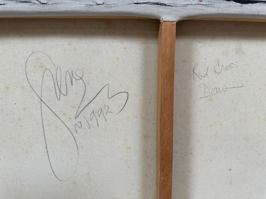 Gerrit Greve (1948-2024, Cardiff by the Sea, CA) Original Acrylic Painting On Canvas Titled 'Red Cross Deus' 1992 Signed Verso 40 X 40 Estimate $1,600 - $2,000 [Photo 11]