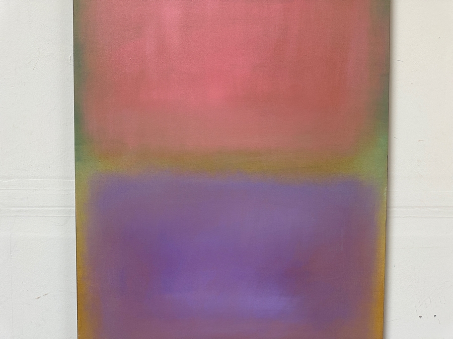 Gerrit Greve (1948-2024, Cardiff by the Sea, CA) Original Acrylic Painting On Canvas Titled 'Abstract Color Field In Manner of Mark Rothko 63' 1997 Signed Verso 24 X 36 Estimate $800 - $1,100 [Photo 4]