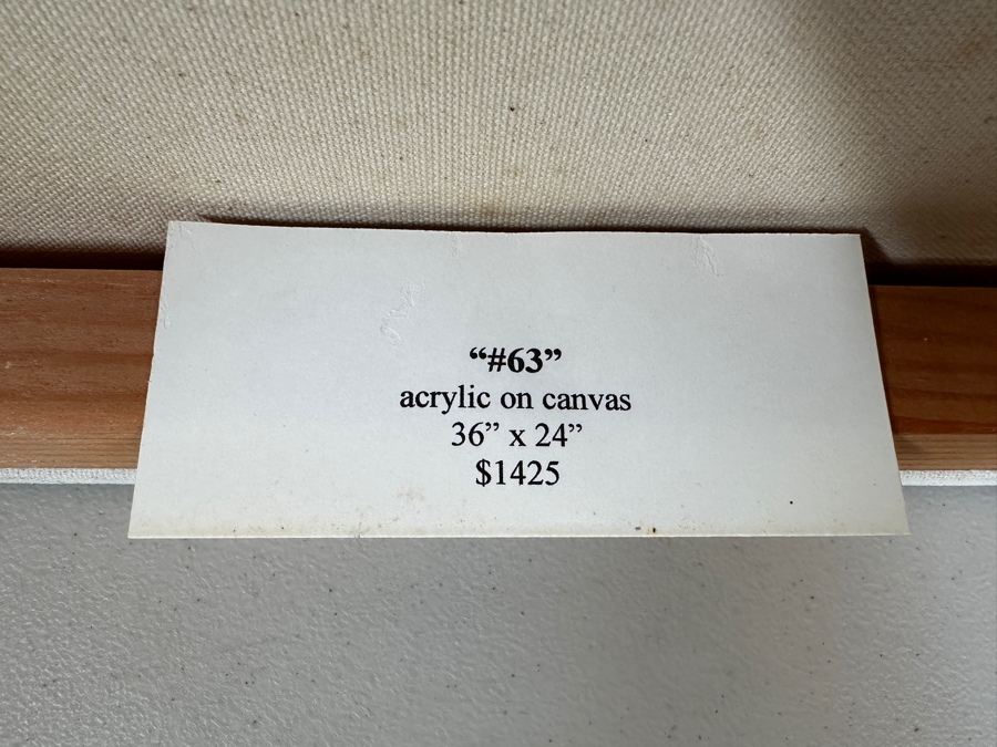 Gerrit Greve (1948-2024, Cardiff by the Sea, CA) Original Acrylic Painting On Canvas Titled 'Abstract Color Field In Manner of Mark Rothko 63' 1997 Signed Verso 24 X 36 Estimate $800 - $1,100 [Photo 2]