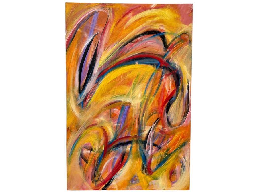 Gerrit Greve (1948-2024, Cardiff by the Sea, CA) Original Acrylic Painting On Canvas Titled 'Abstract Series' 2016 Signed Verso 24 X 36 Estimate $800 - $1,100 [Photo 1]