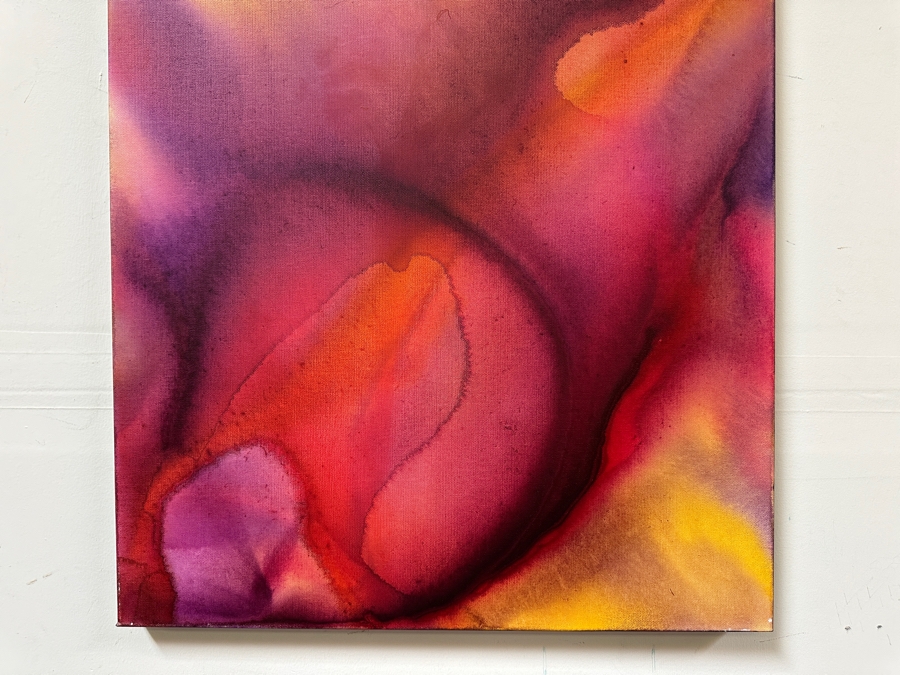 Gerrit Greve (1948-2024, Cardiff by the Sea, CA) Original Acrylic Painting On Canvas Titled 'Abstract Flower Series' 2020 Signed Verso 24 X 30 Estimate $700 - $900 [Photo 7]