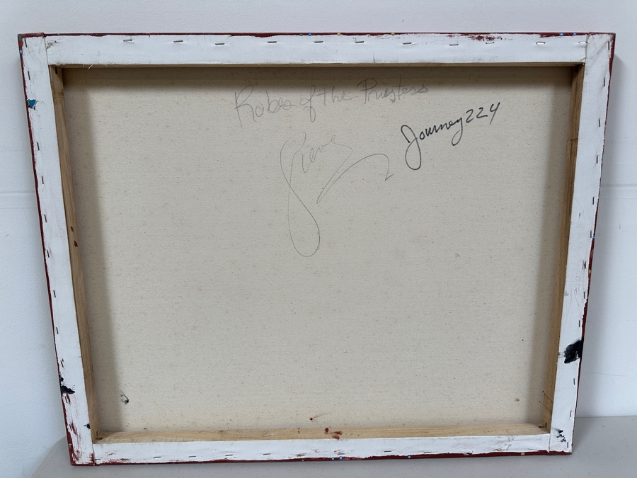 Gerrit Greve (1948-2024, Cardiff by the Sea, CA) Original Acrylic Painting On Canvas Titled 'Robes of the Priestess'  Signed Verso 30 X 24 Estimate $700 - $900 [Photo 5]