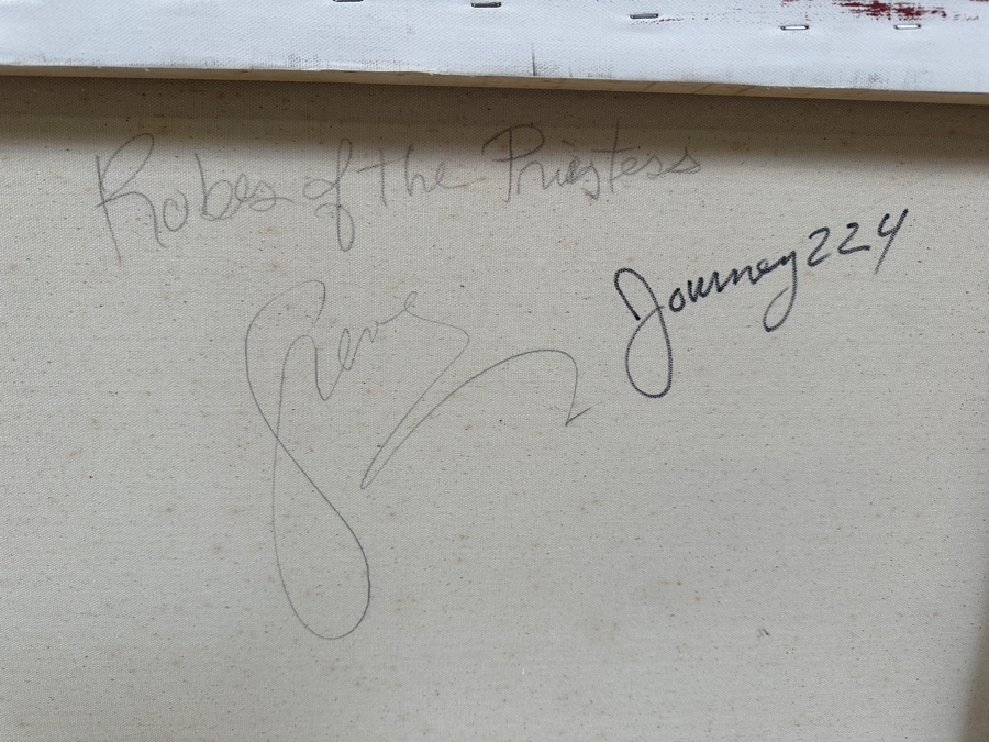 Gerrit Greve (1948-2024, Cardiff by the Sea, CA) Original Acrylic Painting On Canvas Titled 'Robes of the Priestess'  Signed Verso 30 X 24 Estimate $700 - $900 [Photo 6]