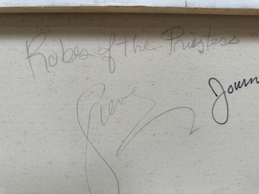 Gerrit Greve (1948-2024, Cardiff by the Sea, CA) Original Acrylic Painting On Canvas Titled 'Robes of the Priestess'  Signed Verso 30 X 24 Estimate $700 - $900 [Photo 7]