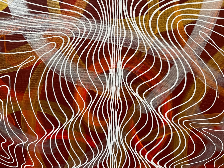 Gerrit Greve (1948-2024, Cardiff by the Sea, CA) Original Acrylic Painting On Canvas Titled 'Tomorrow 2 - Journey 235'  Signed Verso 30 X 24 Estimate $700 - $900 [Photo 3]