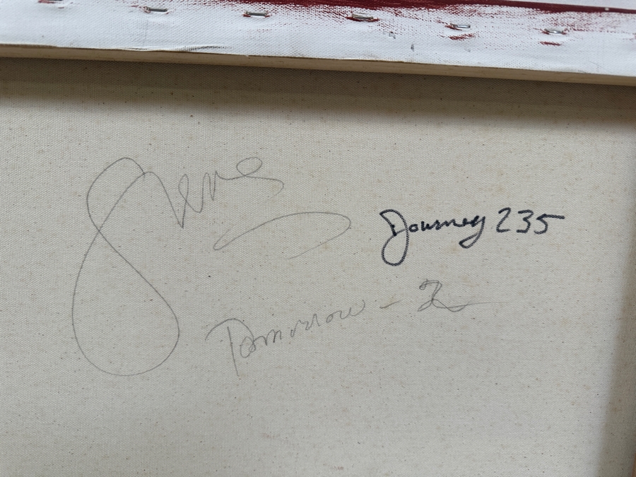 Gerrit Greve (1948-2024, Cardiff by the Sea, CA) Original Acrylic Painting On Canvas Titled 'Tomorrow 2 - Journey 235'  Signed Verso 30 X 24 Estimate $700 - $900 [Photo 8]