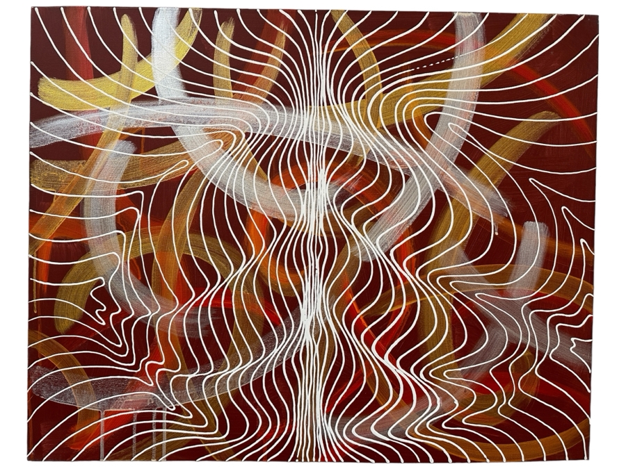 Gerrit Greve (1948-2024, Cardiff by the Sea, CA) Original Acrylic Painting On Canvas Titled 'Tomorrow 2 - Journey 235'  Signed Verso 30 X 24 Estimate $700 - $900 [Photo 1]