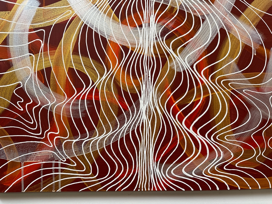 Gerrit Greve (1948-2024, Cardiff by the Sea, CA) Original Acrylic Painting On Canvas Titled 'Tomorrow 2 - Journey 235'  Signed Verso 30 X 24 Estimate $700 - $900 [Photo 2]