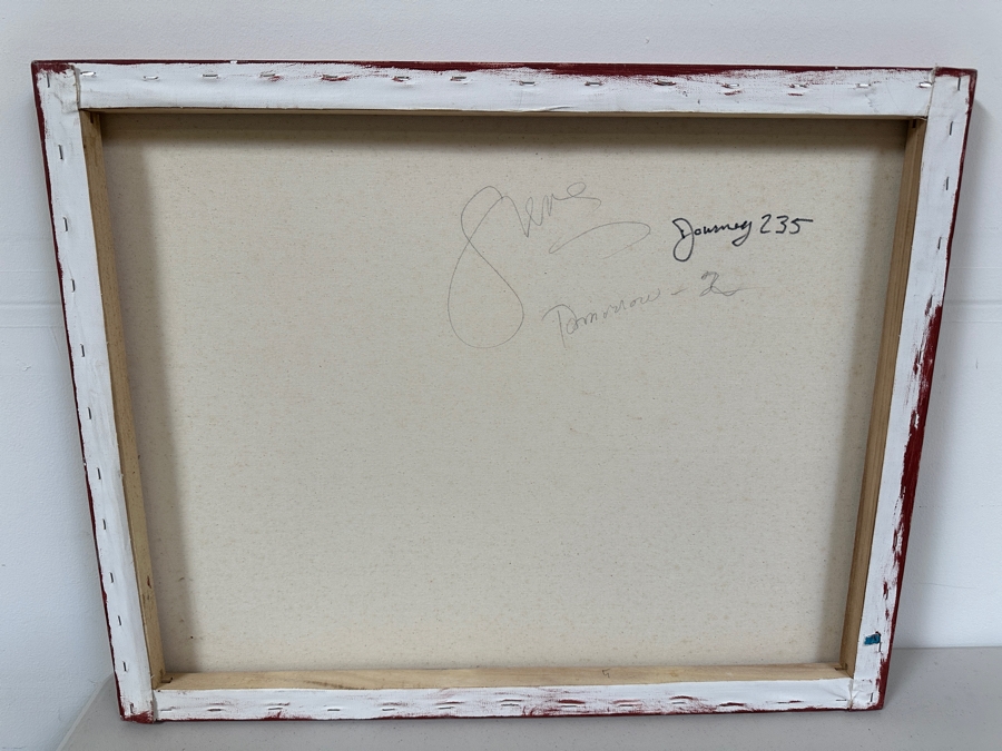 Gerrit Greve (1948-2024, Cardiff by the Sea, CA) Original Acrylic Painting On Canvas Titled 'Tomorrow 2 - Journey 235'  Signed Verso 30 X 24 Estimate $700 - $900 [Photo 7]