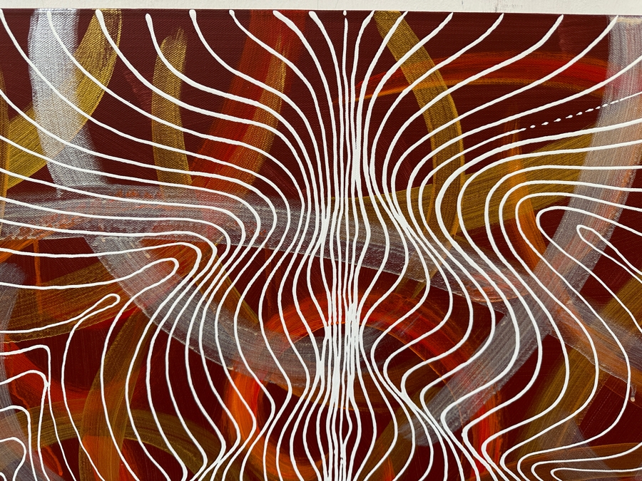 Gerrit Greve (1948-2024, Cardiff by the Sea, CA) Original Acrylic Painting On Canvas Titled 'Tomorrow 2 - Journey 235'  Signed Verso 30 X 24 Estimate $700 - $900 [Photo 4]