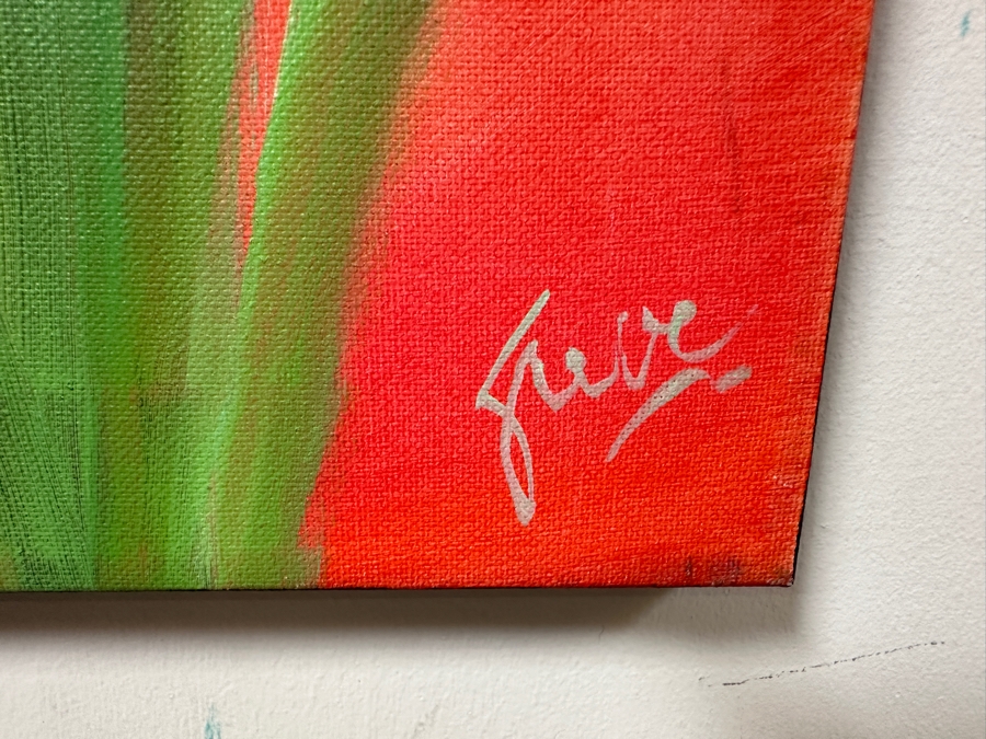 Gerrit Greve (1948-2024, Cardiff by the Sea, CA) Original Acrylic Painting On Canvas Titled 'Water Reeds 03' 2019 Signed Bottom Right and Verso 24 X 30 Estimate $700 - $900 [Photo 5]